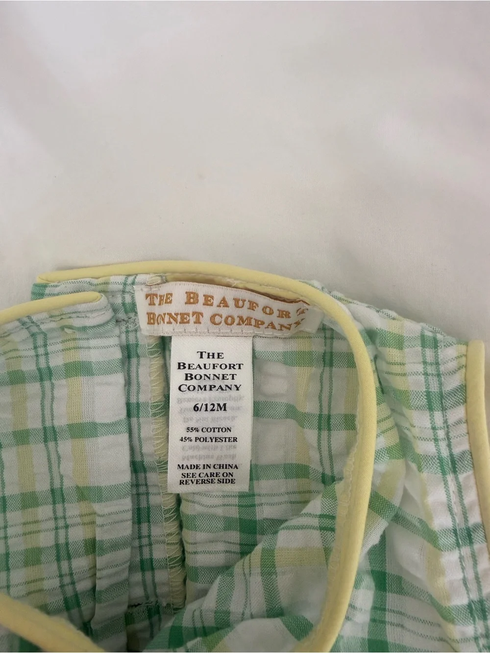 The Beaufort Bonnet Company Green and Yellow Plaid Baby Bubble One-Piece